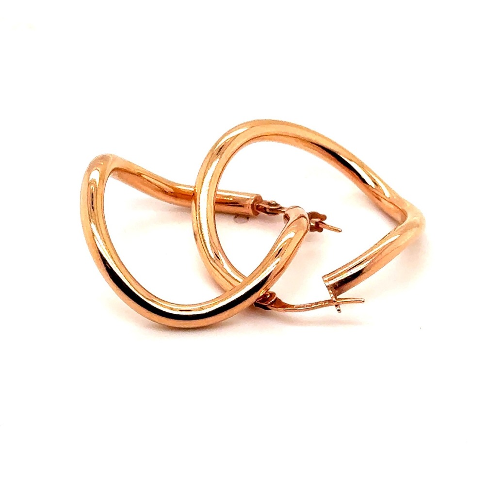 RCI 14k Rose Gold Wavy Hoop Earrings Made in Italy Organic Wave 1 inch 2g